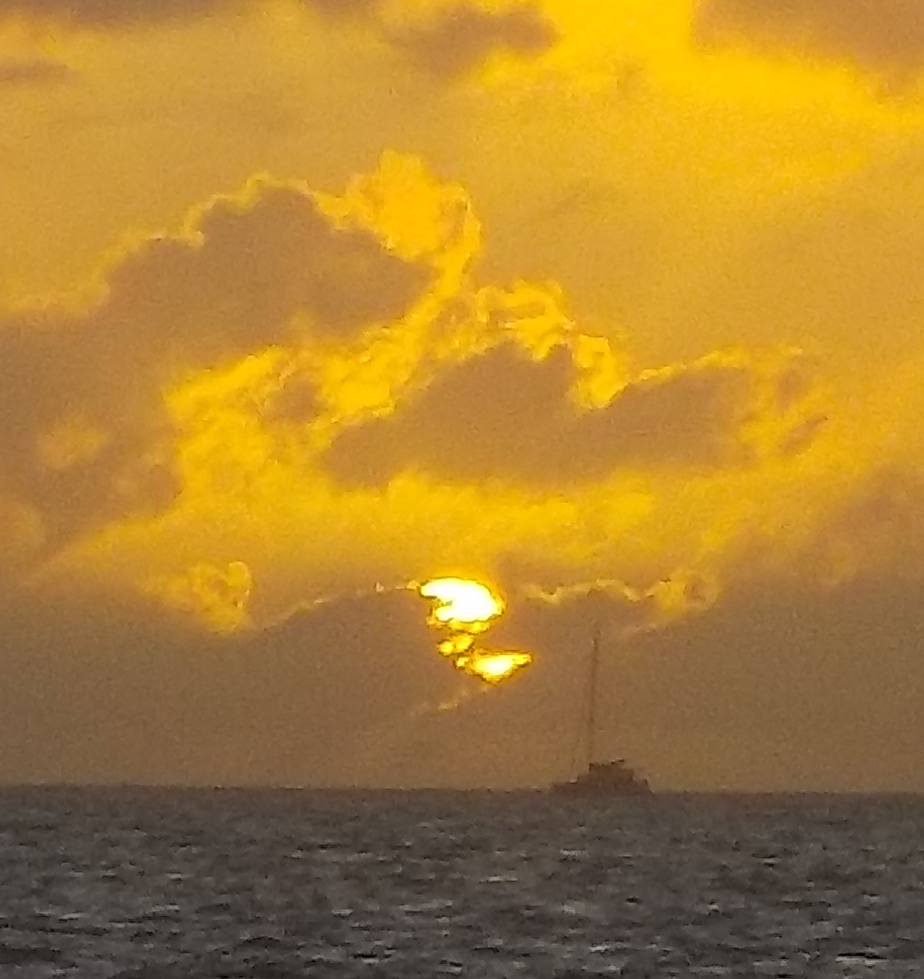 Catamaran at sunset